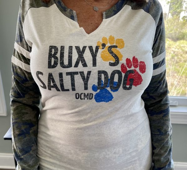 buxy's salty dog camo ladies long sleeve tshirt