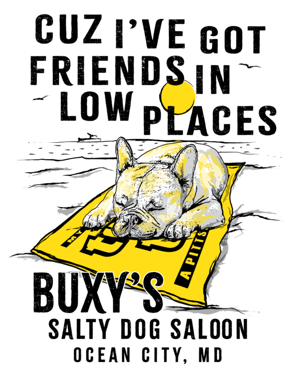 Friends in Low Places t-shirt graphic design.